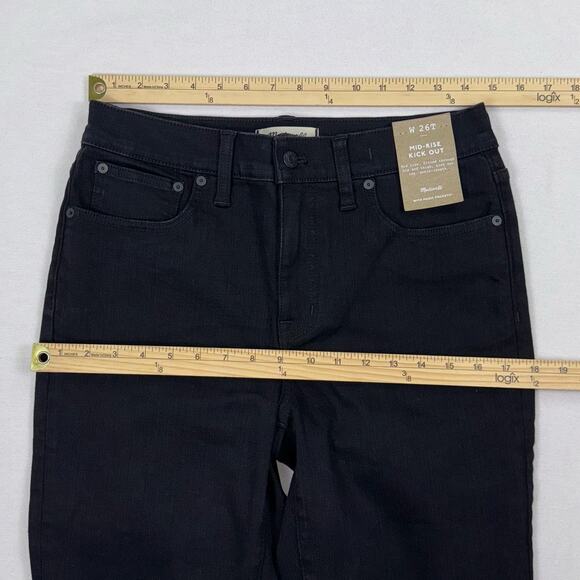 Madewell Women's Mid Rise Flare Kickout Crop Jean Size 26 Tall Black - Picture 13 of 16
